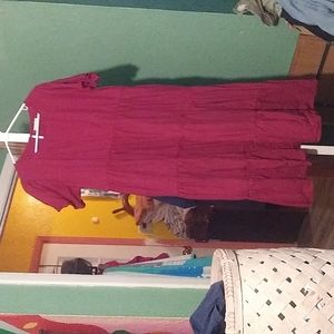 Tradlands Chalet Tiered Dress Mulberry S linen tencel blend / fits m/l too